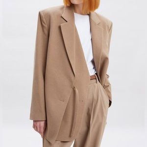 NWT Frankie shop more than yesterday the double layer wrap blazer praline size S